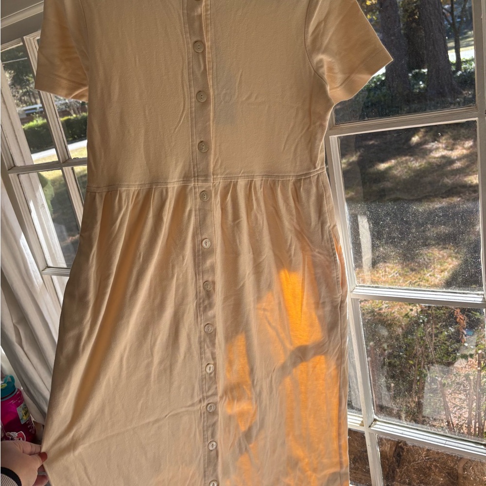 Vintage Talbots Cream/ Butter Yellow Button-Front Midi length Dress